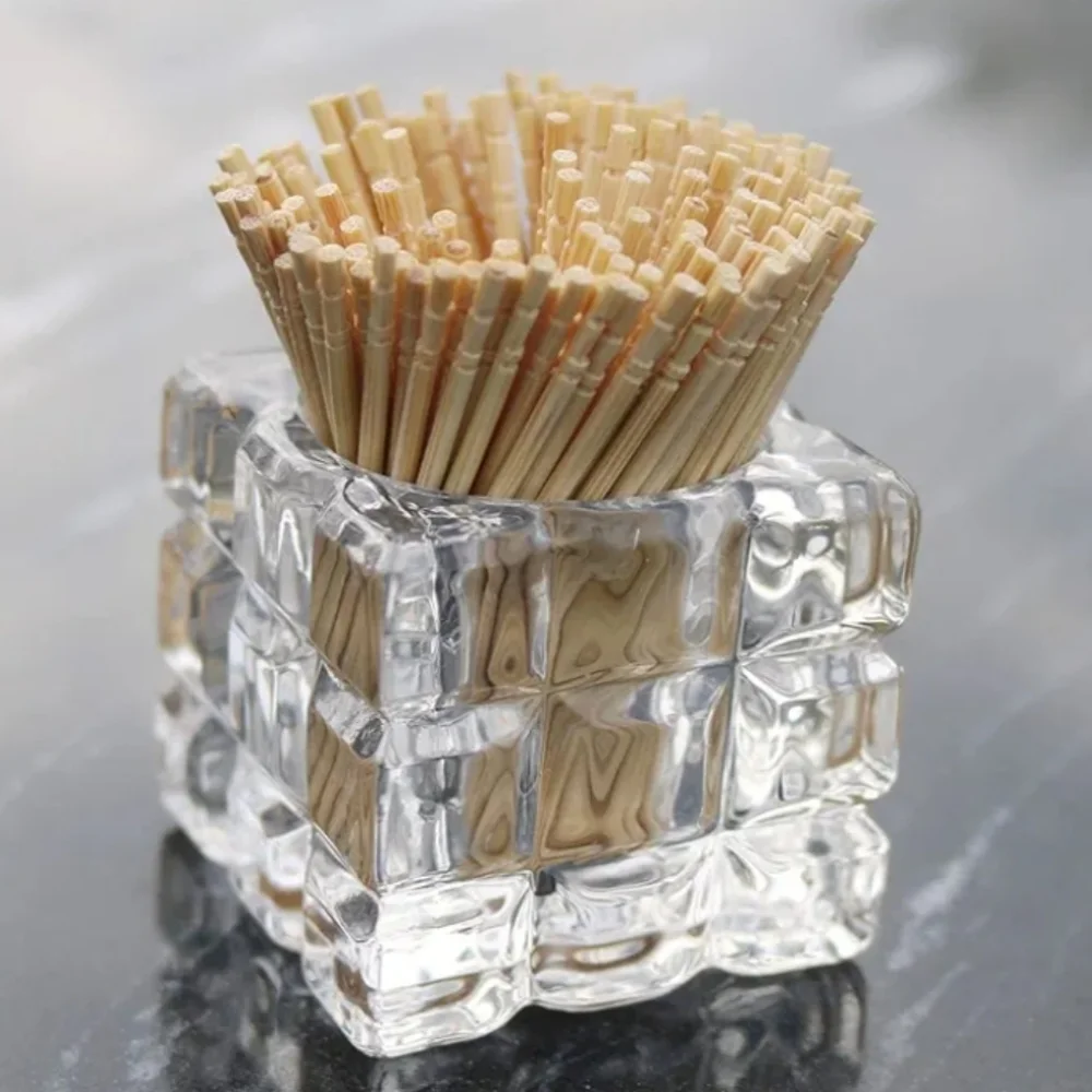 2 Decorative Glass Toothpick Holders